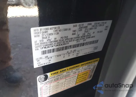 2019 Ford Expedition Max Limited из США, поврежденный, VIN 1FMJK1KT0KEA35991